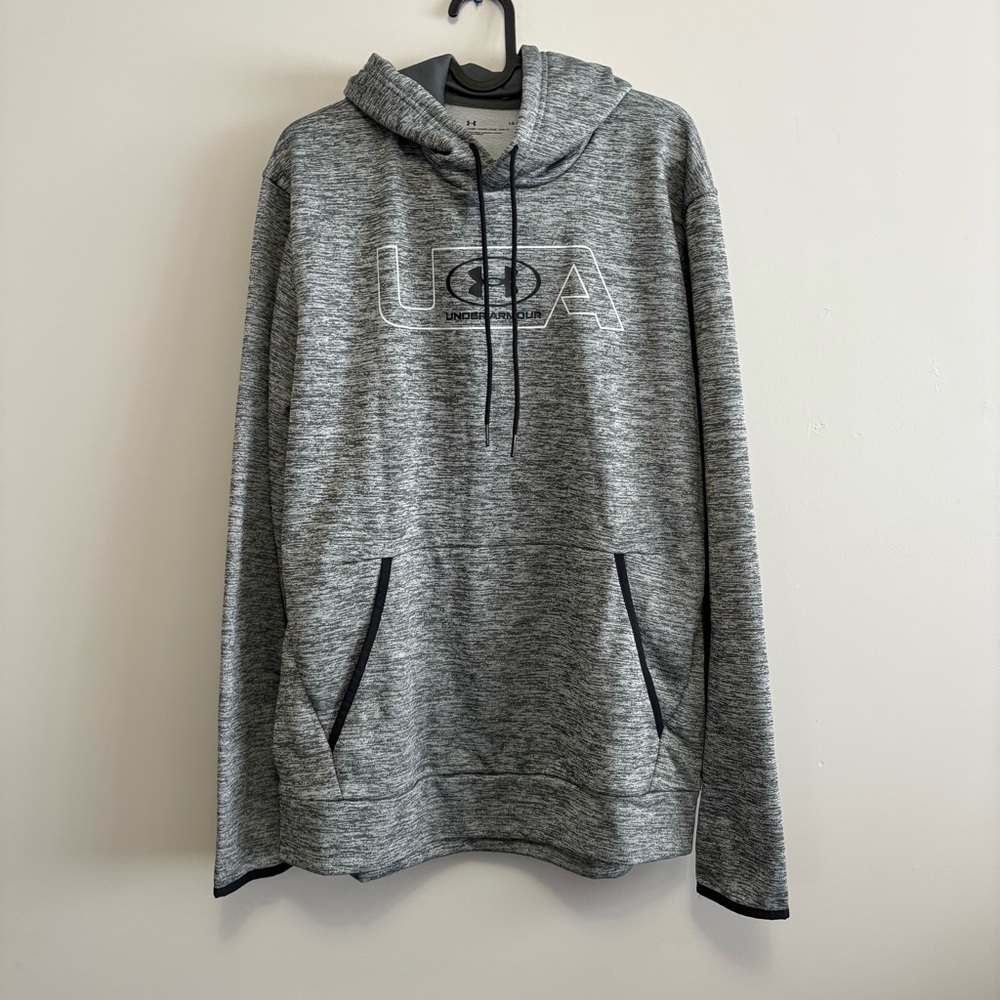 Under Armour Gray Heather Pullover Hoodie with USA Logo Size L